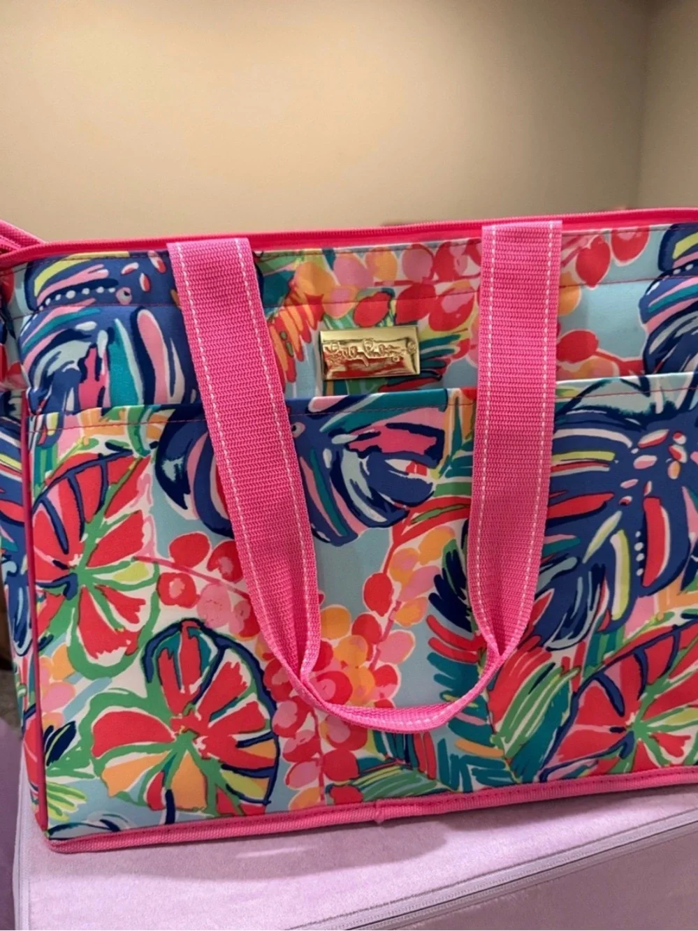 Lilly Pulitzer Floral Tropical Tote in Pink, Blue, Green